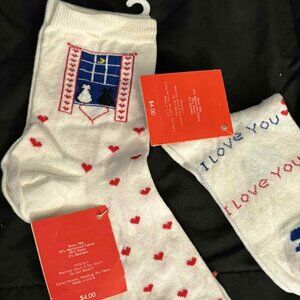 Vintage Women's Crew Socks with Cats and Love